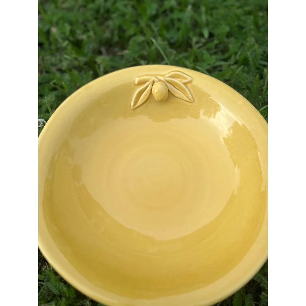 Williams Sonoma Olive Serving Bowl Pasta Salad Fruit Dish Yellow 9‎ 1/2inch